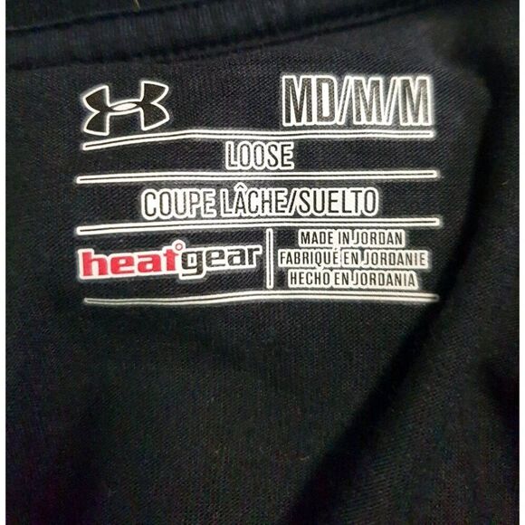 Under Armour Womens "Run" Tee Sz M Black Yellow Loose Fit Heatgear Athletic - Picture 5 of 6